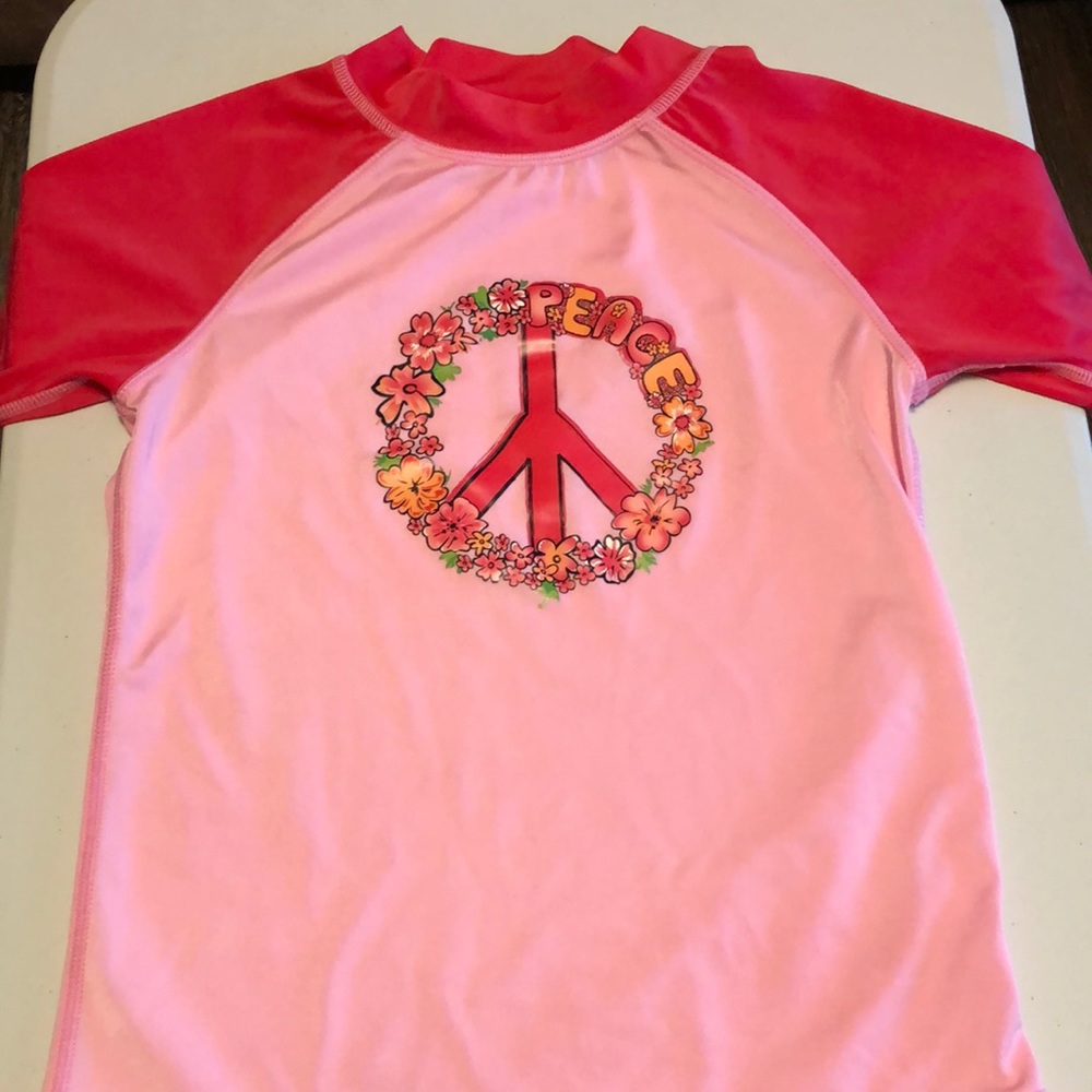 Girls Peace Sign Swim Shirt